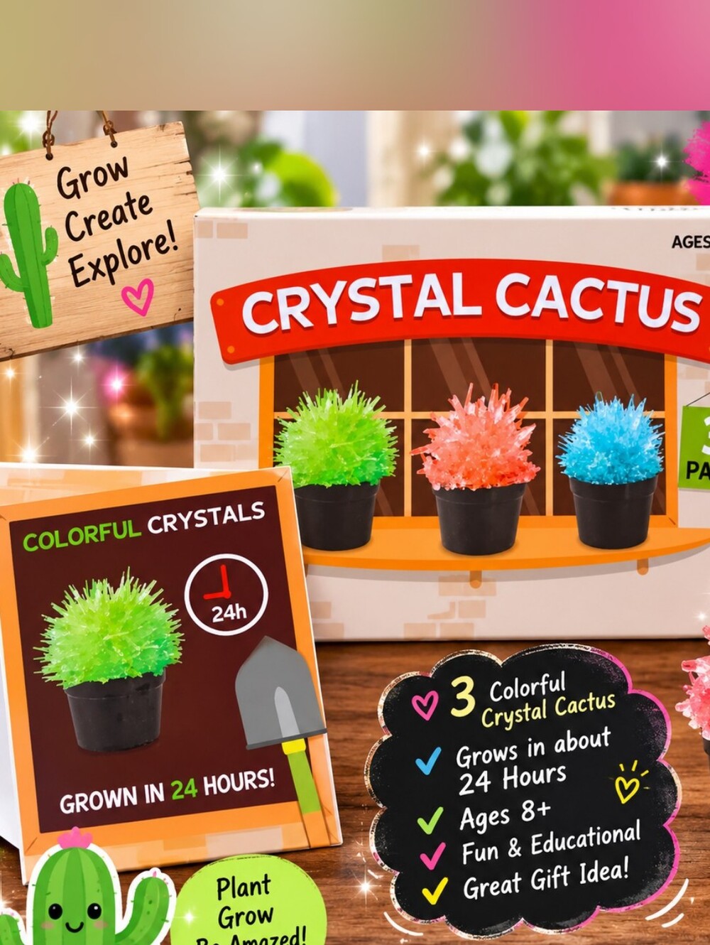 Colorful Growing Kit - Pink, Blue & Green